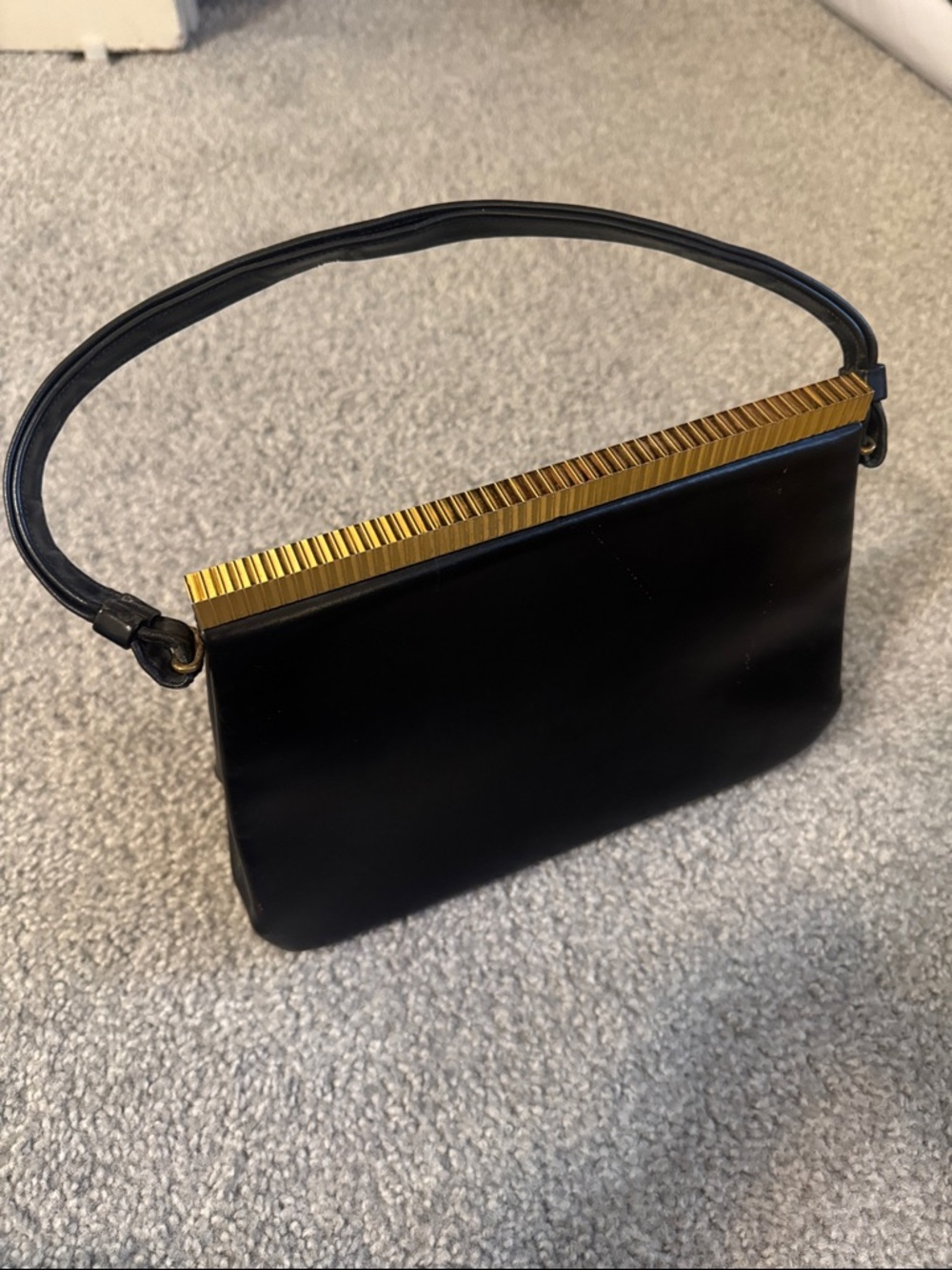 Vintage Koret Black Mini Bag with Gold Top Accent